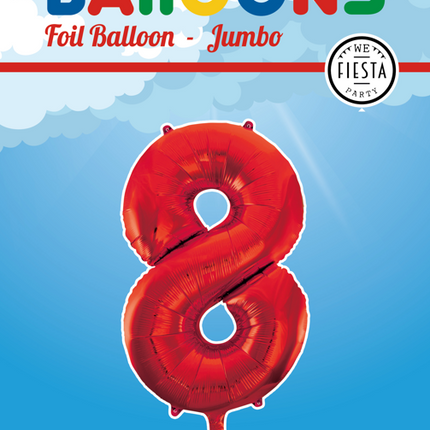 Globo Foil Figura 8 Rojo XL 86cm vacío