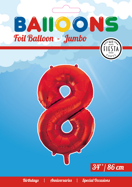 Globo Foil Figura 8 Rojo XL 86cm vacío