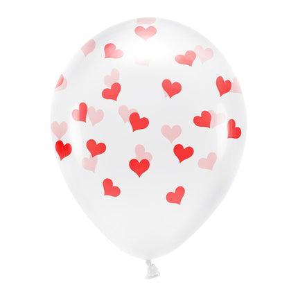 Globos Blancos Corazones Rojos 33cm 6pcs