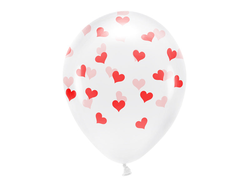 Globos Blancos Corazones Rojos 33cm 6pcs