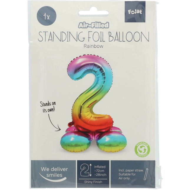 Globo Foil Figura 2 Arco Iris con soporte 72cm