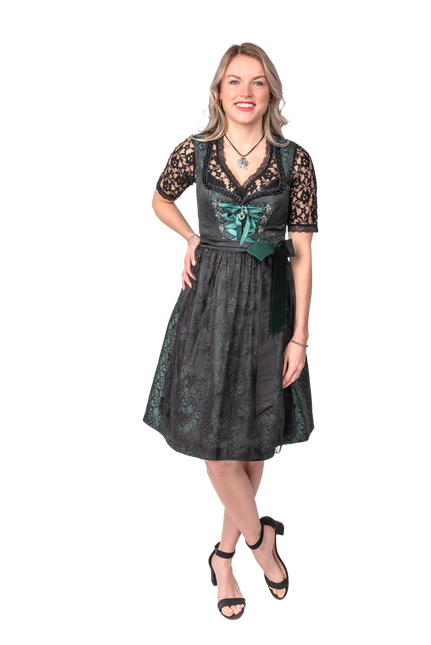 Negro Verde Vestido Dirndl Oktoberfest Mujer Jaquard