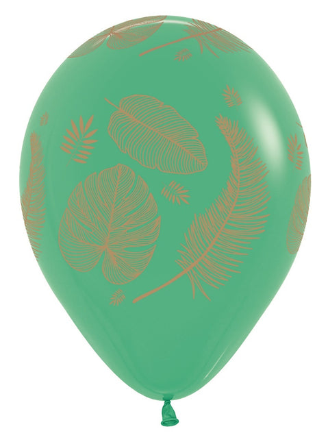 Globos Mezcla de Hojas Tropicales Estampado Dorado 30cm 25pcs