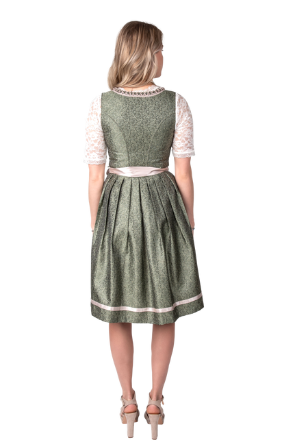 Rosa Blanco Crema Vestido Dirndl Oktoberfest Damas Jaquard Gris