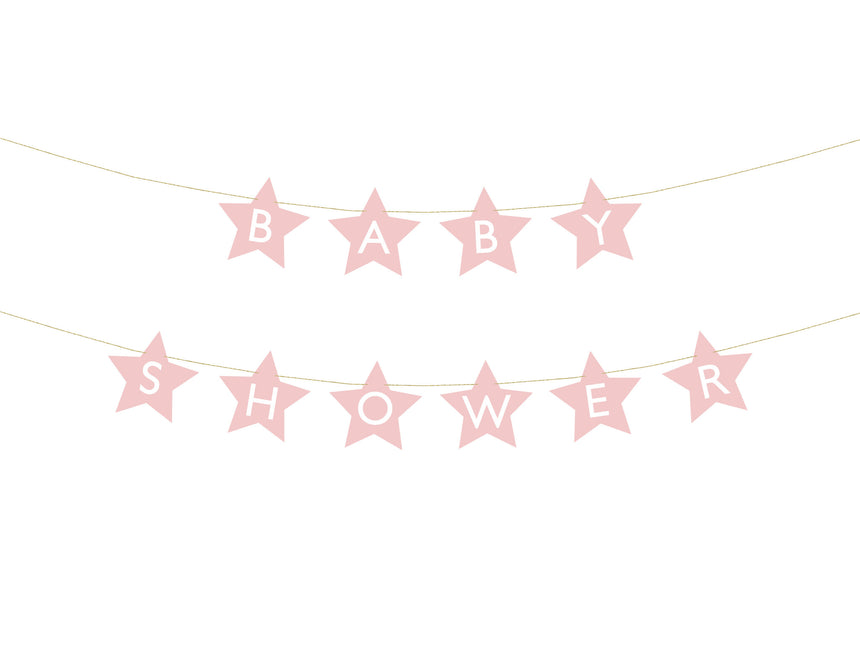 Guirnalda rosa Baby Shower Estrellas 2,9m