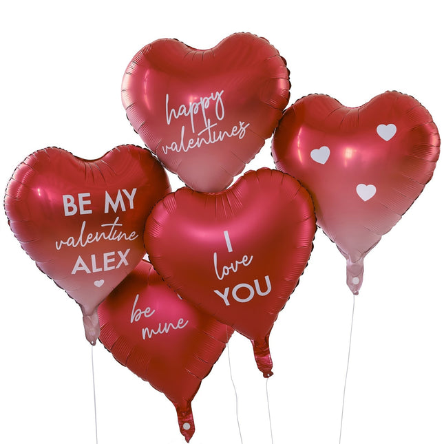 Globos Foil Ombre Corazones 45cm 5pcs