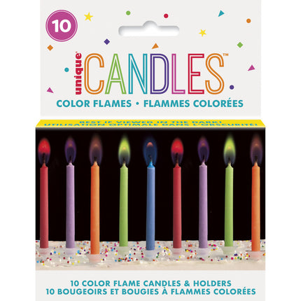 Velas de Cumpleaños Color Llama 6.4cm 10pcs