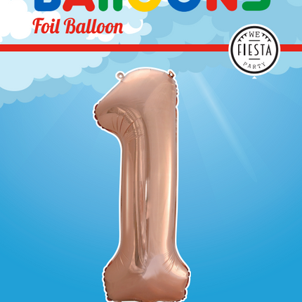 Globo Foil Figura 1 Oro Rosa XL 86cm vacío