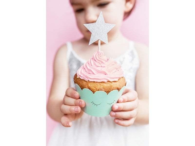 Cupcake Toppers Estrella Plata 6pcs