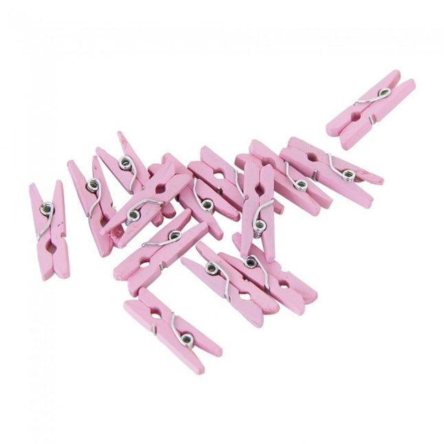 Mini Clavijas Madera Rosa 24pcs