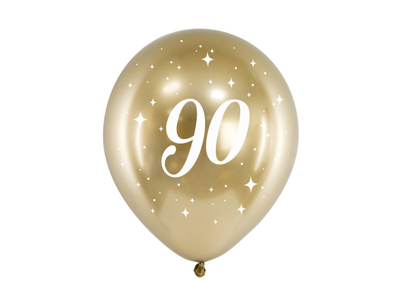 Globos 90 Años Oro 30cm 6pcs