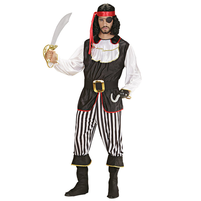 Traje Pirata Blanco Negro Hombre