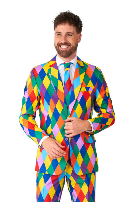 Traje de payaso arco iris para hombre Suitmeister