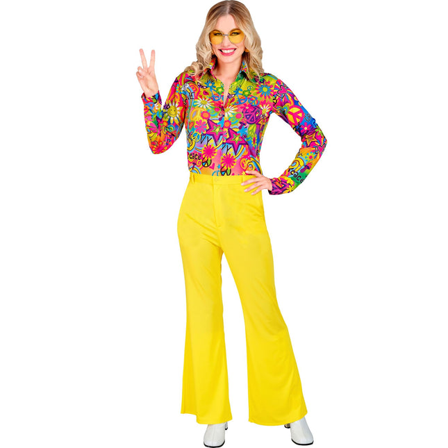 Pantalón Disco 70S Amarillo Mujer