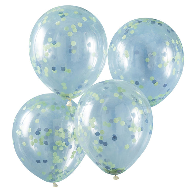 Globos Confeti Azul/Verde 30cm 5pcs