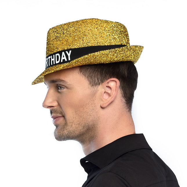 Gorro dorado de feliz cumpleaños