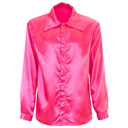 Blusa Disco 70S Satén Rosa Hombre