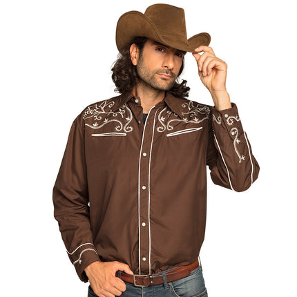 Camisa Vaquera Hombre Marrón