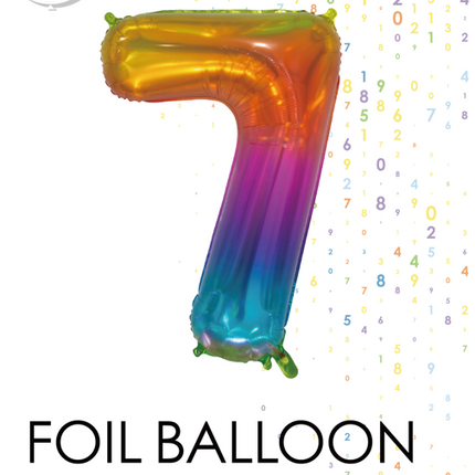 Globo de foil Figura 7 Arco Iris Transparente 66cm