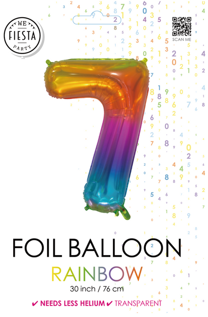 Globo de foil Figura 7 Arco Iris Transparente 66cm