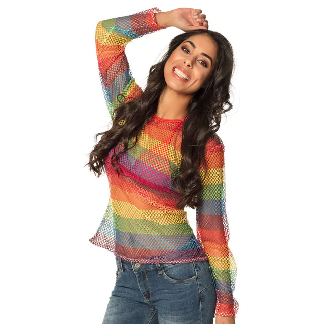 Top de rejilla para mujer Arcoiris