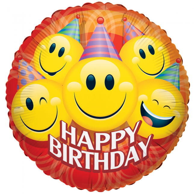 Globo de Helio Happy Birthday Smileys Party 91cm vacio