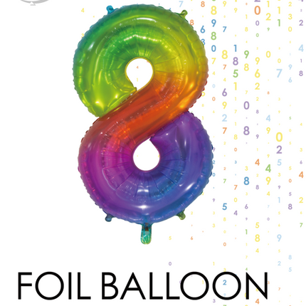 Globo de foil Figura 8 Arco Iris Transparente 66cm