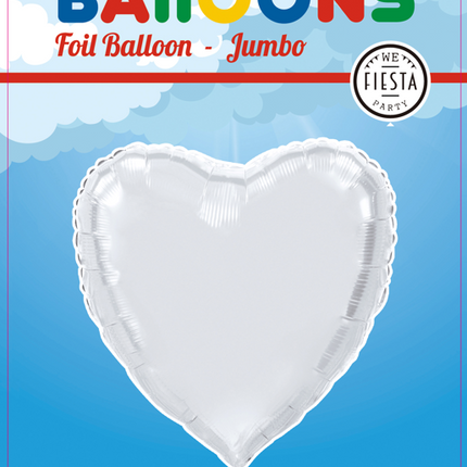 Globo de Helio Corazón Plata XL Vacío 92cm