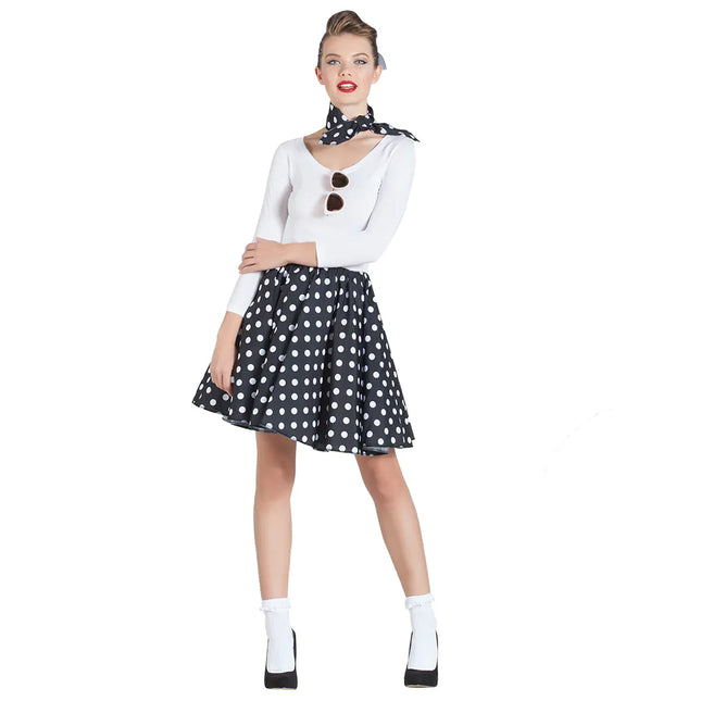 Rock N Roll 50S Vestido Negro Blanco Señoras