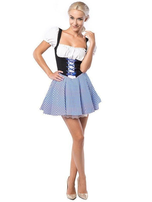 Vestido Dirndl Oktoberfest Cuadros Azul