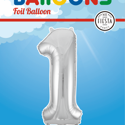 Globo Foil Figura 1 Plata XL 86cm vacío