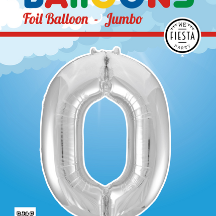 Globo Foil Figura 0 Plata XL 86cm vacío