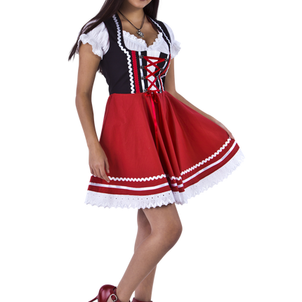 Oktoberfest Vestido Dirndl Oktoberfest Rojo Blanco Señoras 2 Piezas