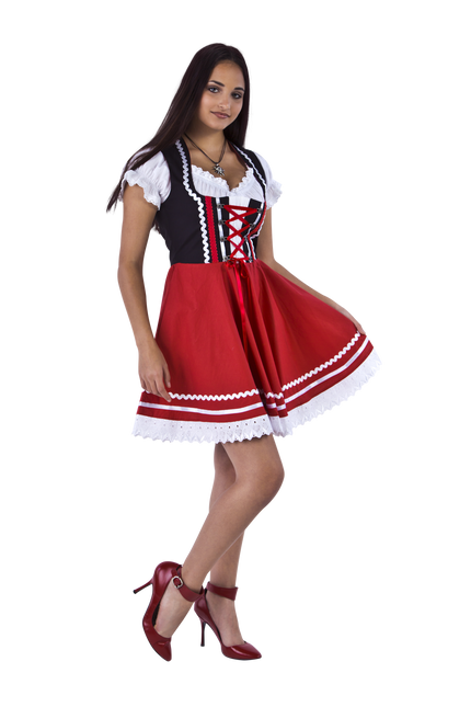 Oktoberfest Vestido Dirndl Oktoberfest Rojo Blanco Señoras 2 Piezas