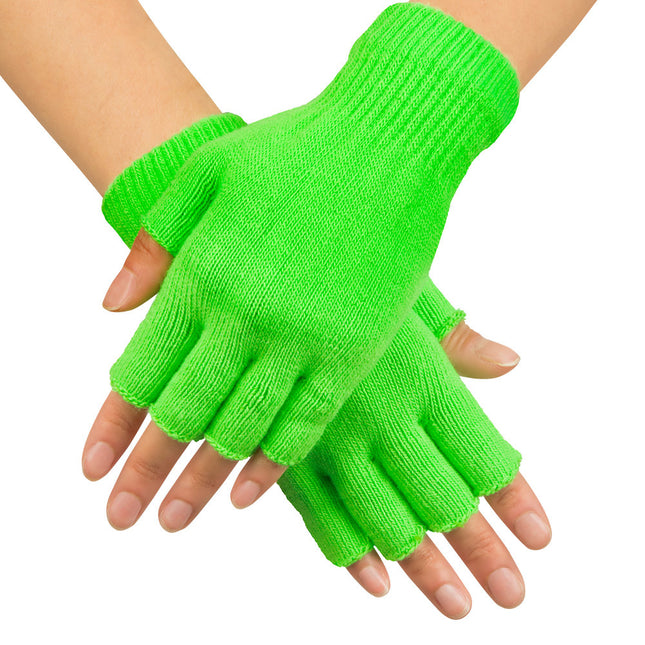 Guantes Sin Dedos Verde Neón