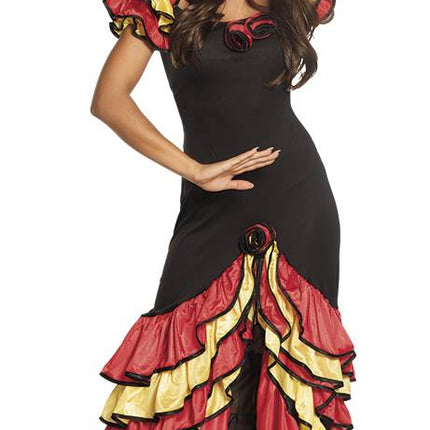 Traje Español Flamenco Rojo Amarillo