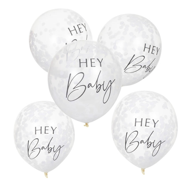 Globos Confeti Hey Baby 30cm 5pcs