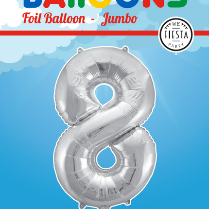 Globo Foil Figura 8 Plata XL 86cm vacío