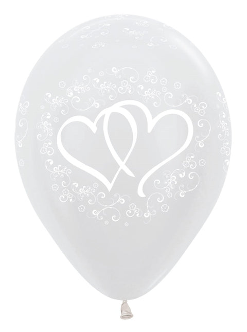 Globos Entwinted Corazones Blanco Perla 30cm 25pcs