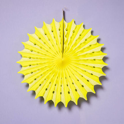 Abanico de Papel Amarillo Neón 45cm