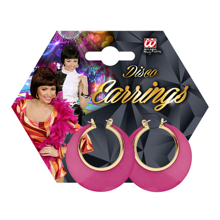 Pendientes Disco 70S Oro Fucsia