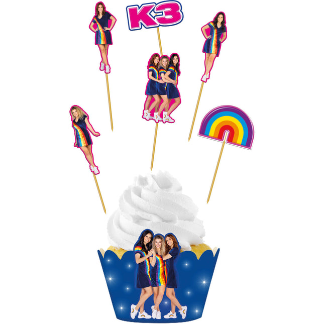 Set de decoración para cupcakes K3 12 piezas