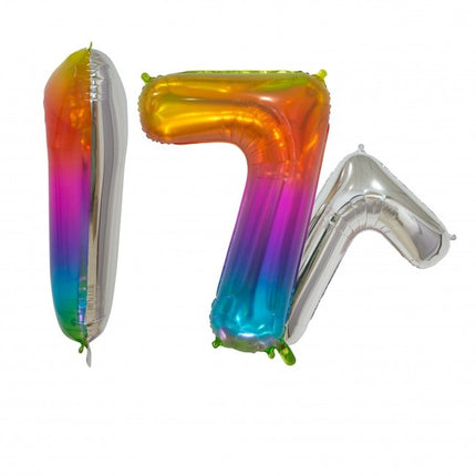 Globo de foil Figura 7 Arco Iris Transparente 66cm