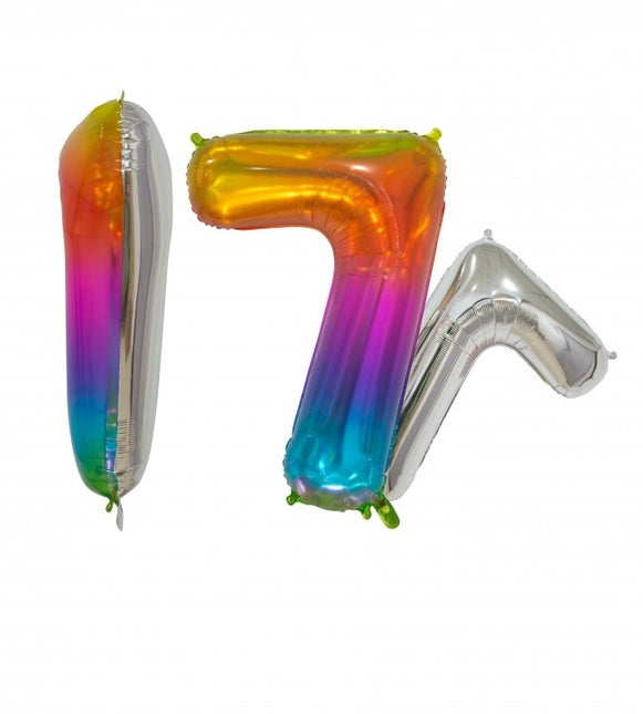 Globo de foil Figura 7 Arco Iris Transparente 66cm