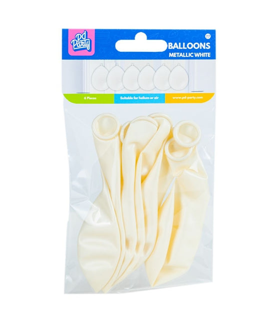 Globos Blancos Metálicos 30cm 6pcs