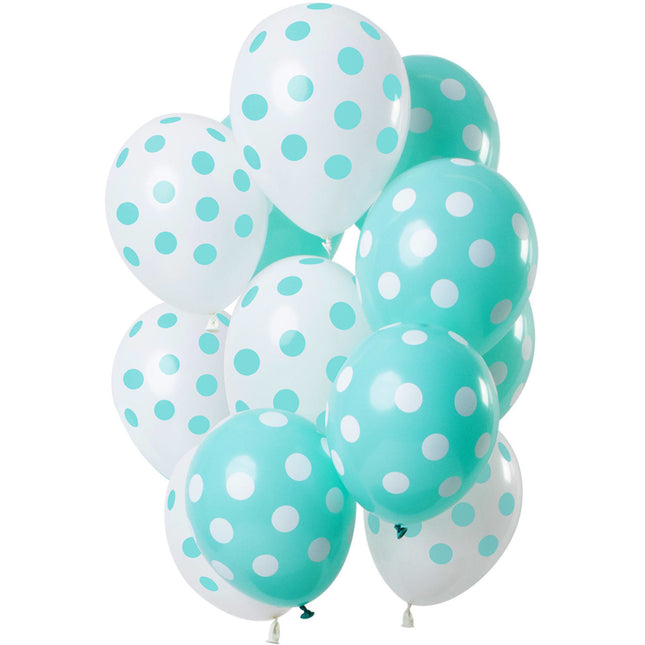 Globos Lunares Verde Menta 30cm 12pcs