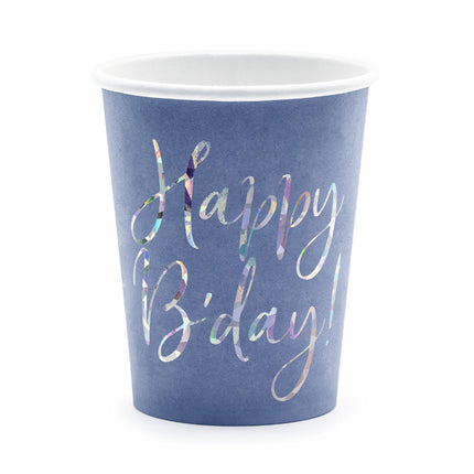 Tazas Feliz Cumpleaños Azul 220ml 6pcs