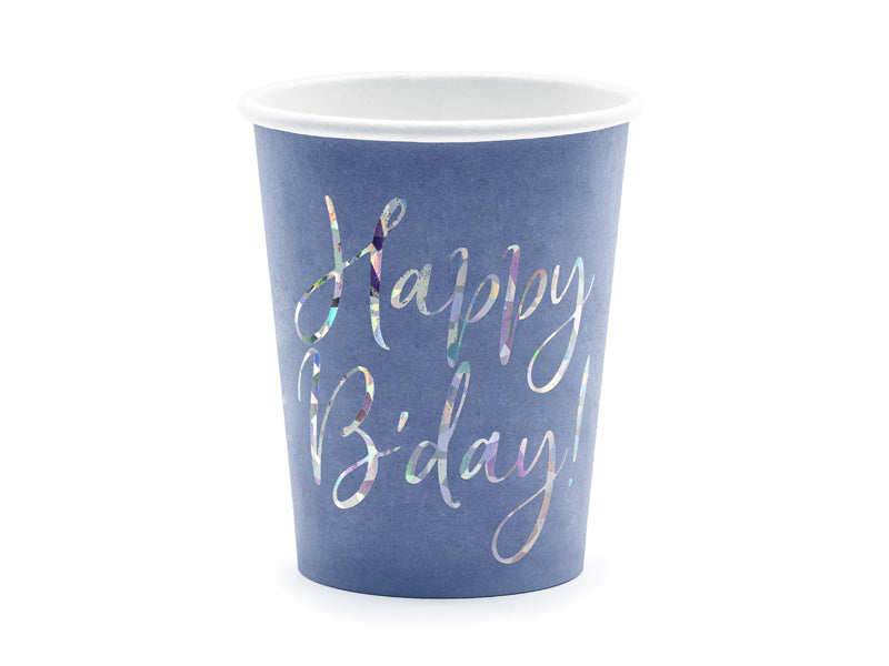 Tazas Feliz Cumpleaños Azul 220ml 6pcs