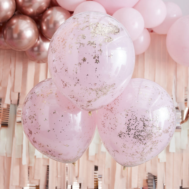 Globos Confeti Rosa Doble Capa 45cm 3pcs