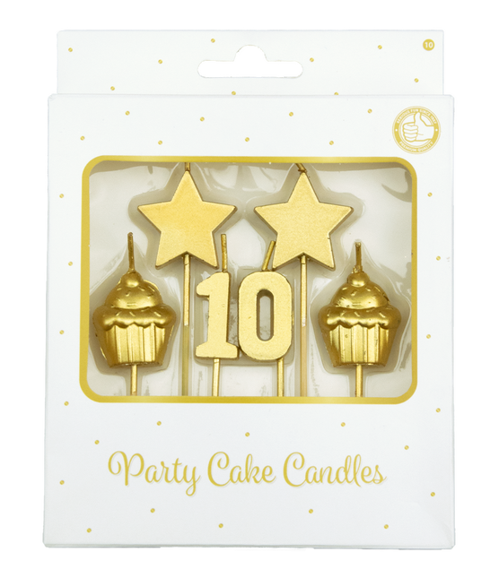 Velas 10 Años Cupcake Oro 17,5cm